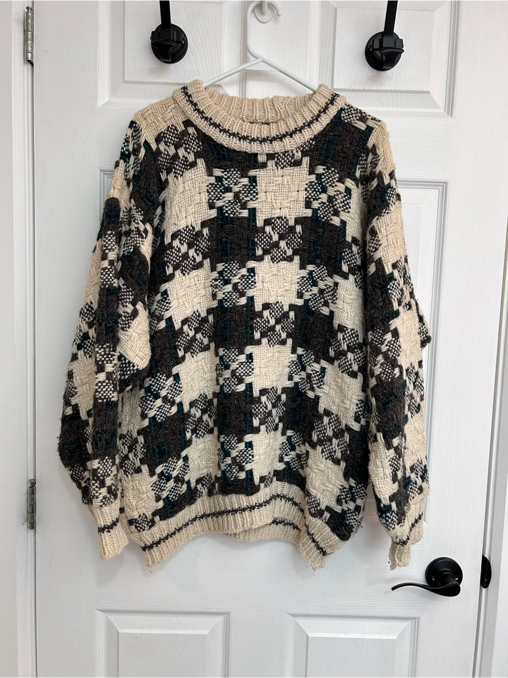 Vintage Chunky Wool Oversized Basketweave Men’s Sweater